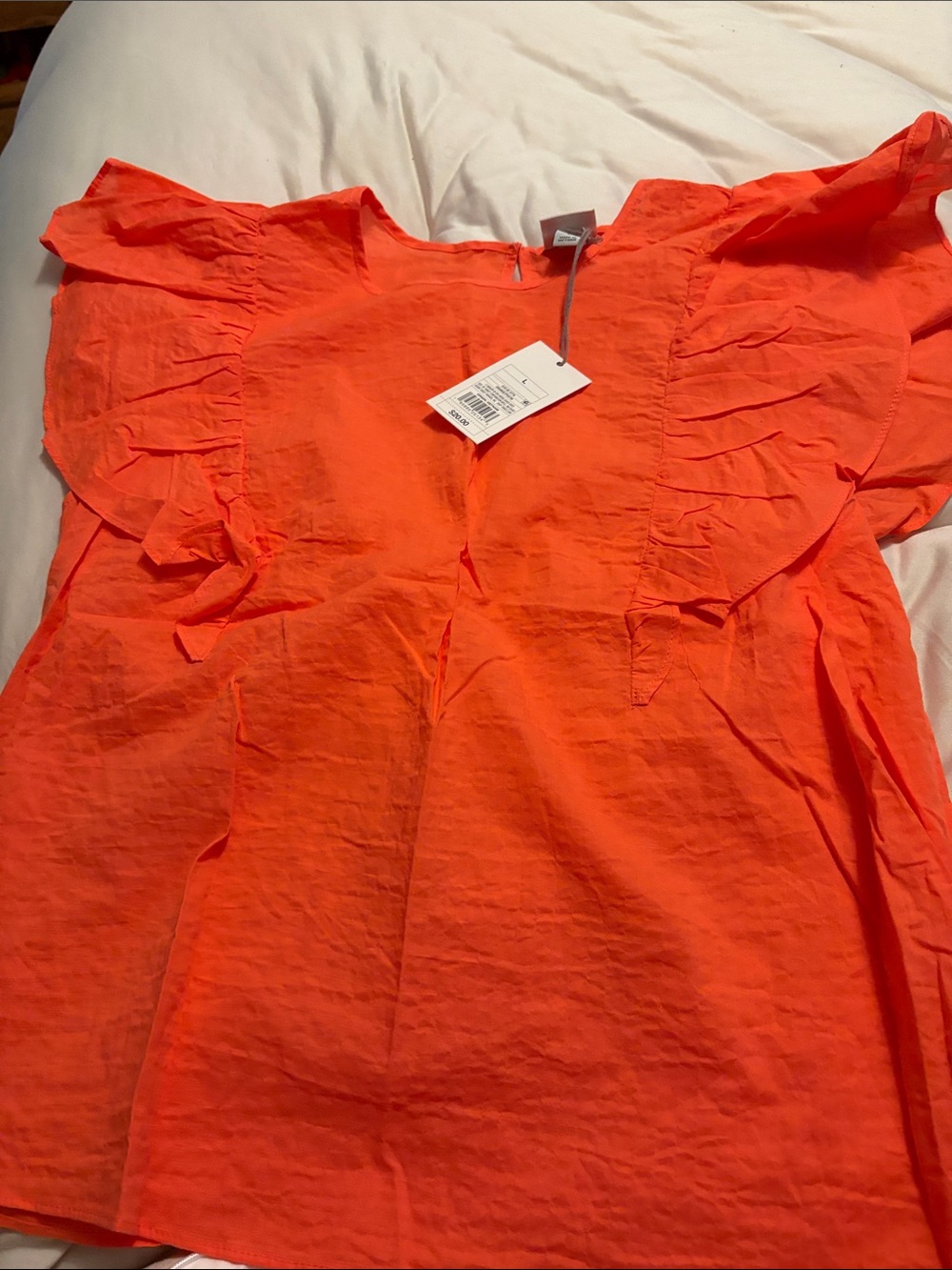 a new day Orange Ruffle Sleeve Blouse